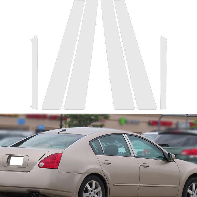 6pcs Car Door Window Trim Cover Glossy Black Carbon Fiber Chrome Sticker Pillar Posts Decal Accessories for Nissan Maxima A34 2004-2008
