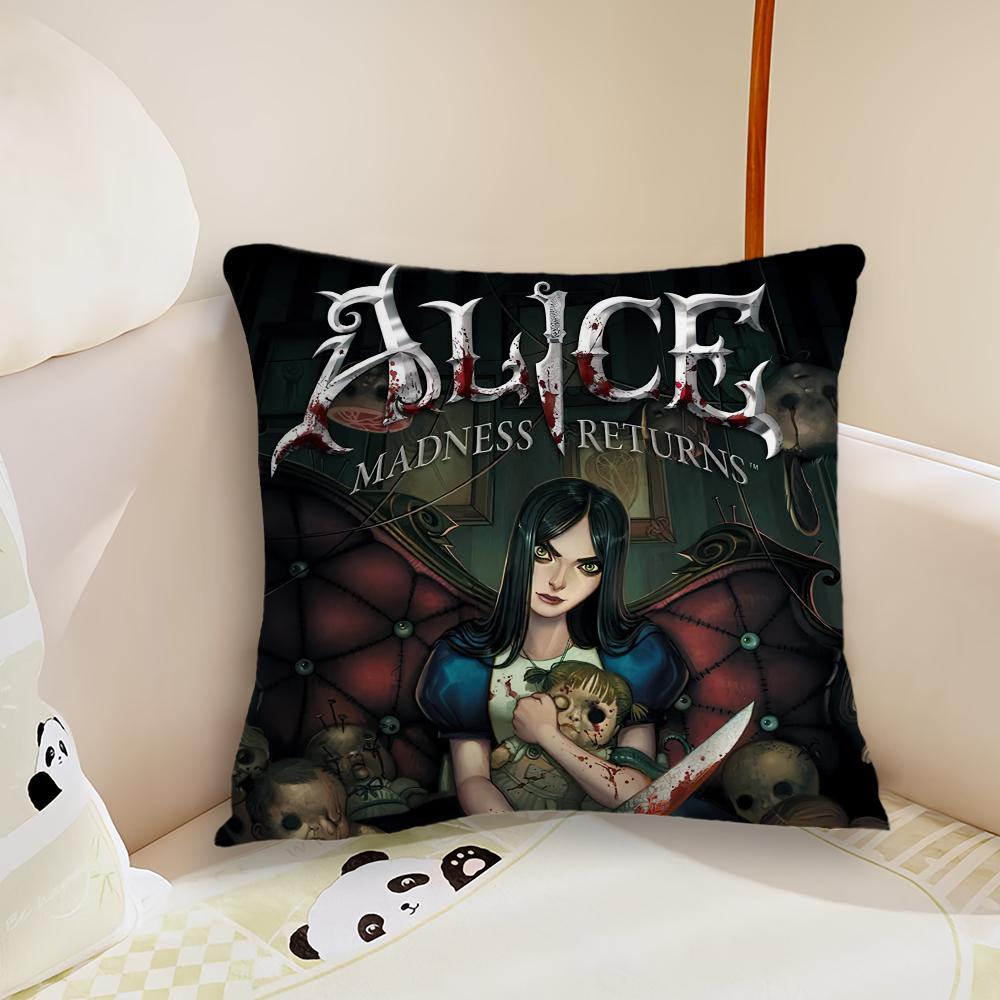 AAlice MMadness Returns Cushion Cover Pillow Case Plush Fabric Soft Double Sided Print Sofa Cushion Cover Throw Pillow Covers