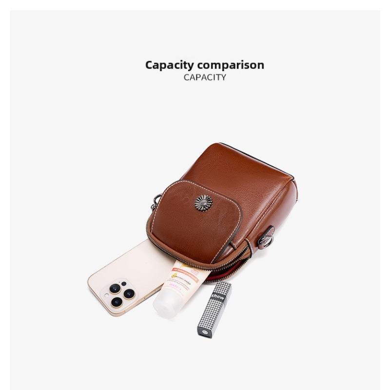 New Shoulder Cowhide Mobile Phone Bag Small Satchel Simple Fashion Versatile Women's Design Sense Niche Messenger Bag