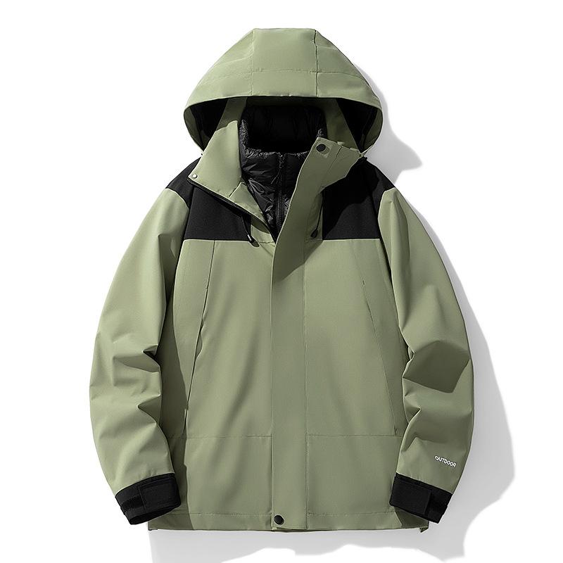 Men's winter new mountaineering couple men's and women's contrast hooded warm white duck down jacket versatile jacket