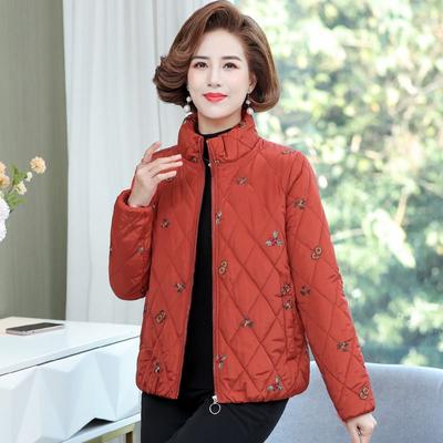Middle-aged Women's Winter Short Embroidered Down Padded Jacket, Fashionable Thick Warm Padded Jacket