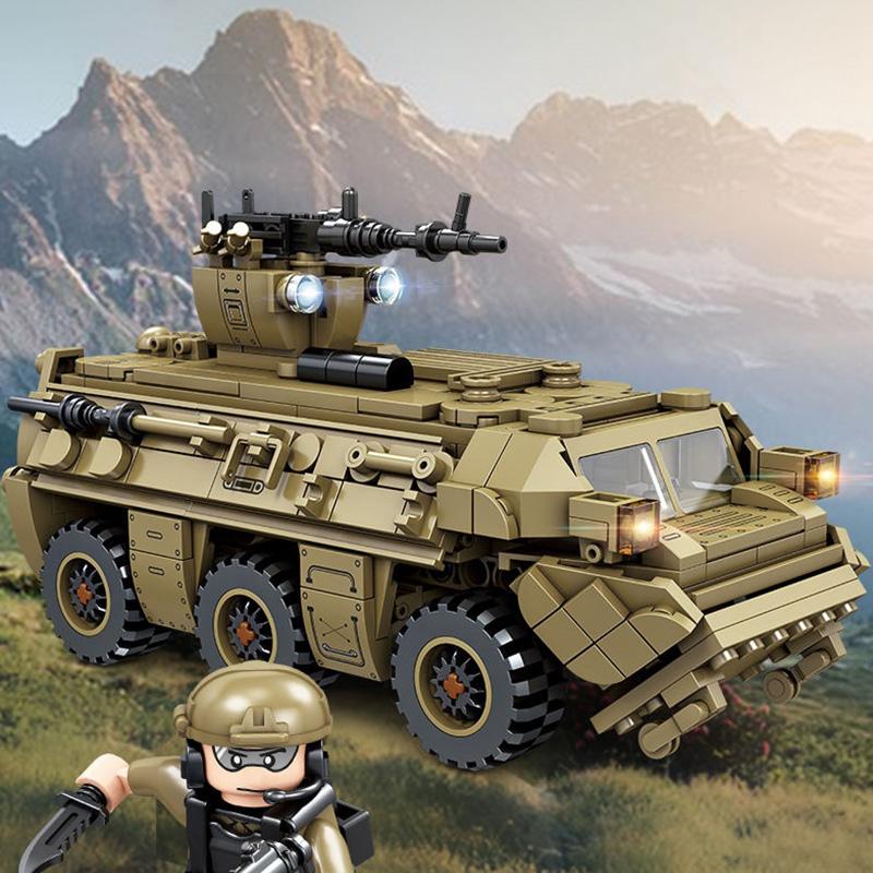 Modern Military Model Construction Toys Armored Vehicle Army Truck Car Building Blocks Birthday Christmas Gifts For Kids Childrens