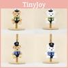 Cute Brown And White Plush Police Bear Keychain Adorable Cartoon Bear Doll For Bags