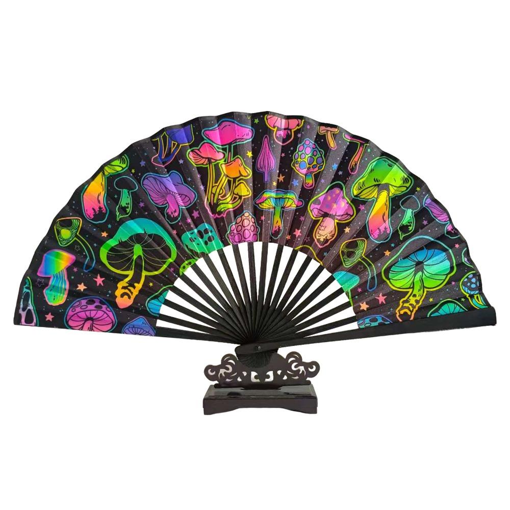 Abanico de Mano Plegable Colorido con Degradado Estampado de Leopardo Abanico Reflectante Abanico para Danza Clásica Evento Rave