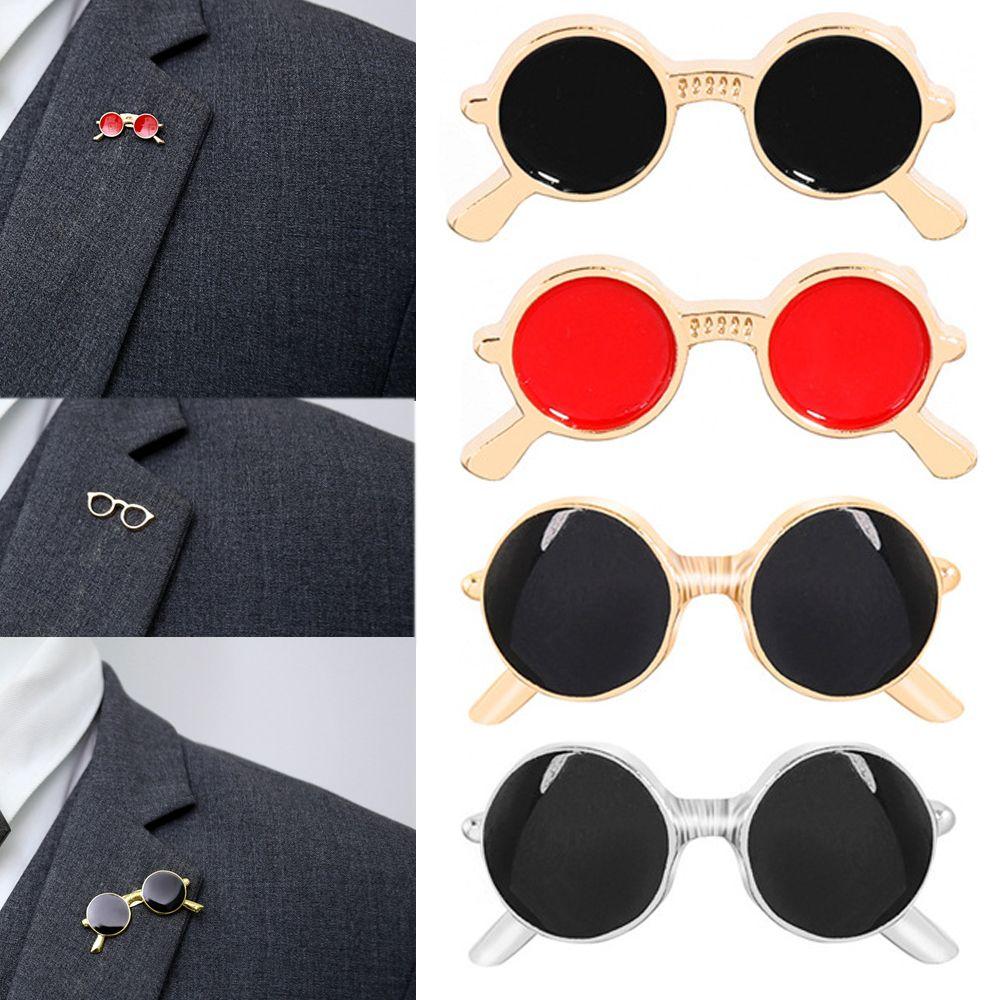 Retro Suit Accessories Sunglasses Shape Enamel Pins Shirt Brooch Collar Pins Badge Glasses Brooch