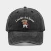 American Retro Washed Bear LUCKY Embroidered Baseball Cap for Women Showing Their Faces