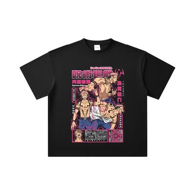 T-shirt Unisexe en Coton Lourd 260 g/m², Double Fil 32 Compte, 100% Coton, Impression Sukuna V45 Jujutsu Kaisen