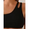 Fashionable Ladies Bikini Hollow Design Sexy Solid Color Beach Vacation Swimming Suit Shoulder Strap Triangle Panty Swimwear