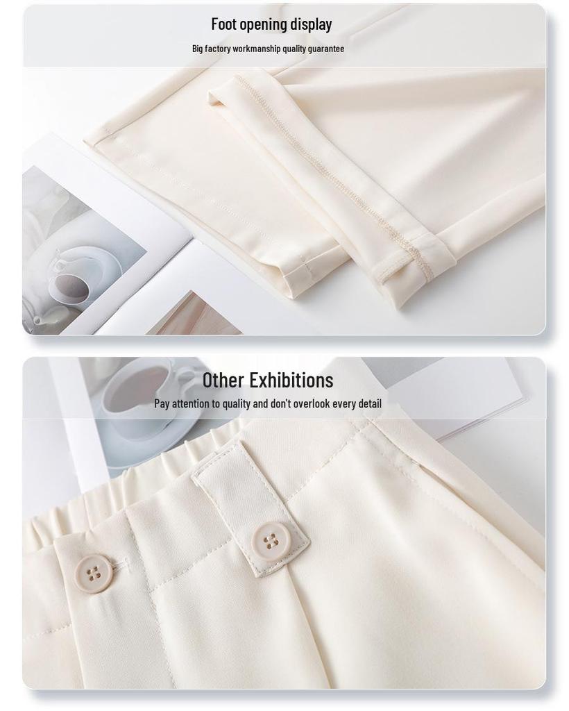 Damskie szare spodnie z wysokim stanem i szerokimi nogawkami - Kolekcja Wiosna 2025: Układający się, Luźny, Prosta nogawka, Casualowa elegancja