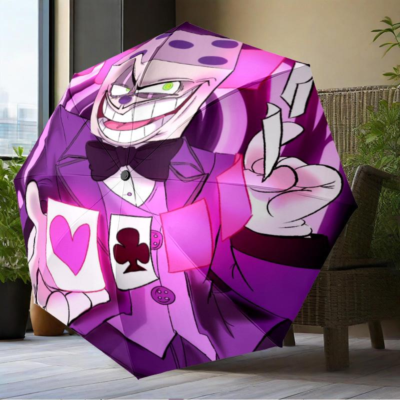 Adventure In The Cup-head Umbrella Folding Umbrella, Automatic Umbrella 8-Frame for Travel, Camping Use Gift for Halloween Christmas