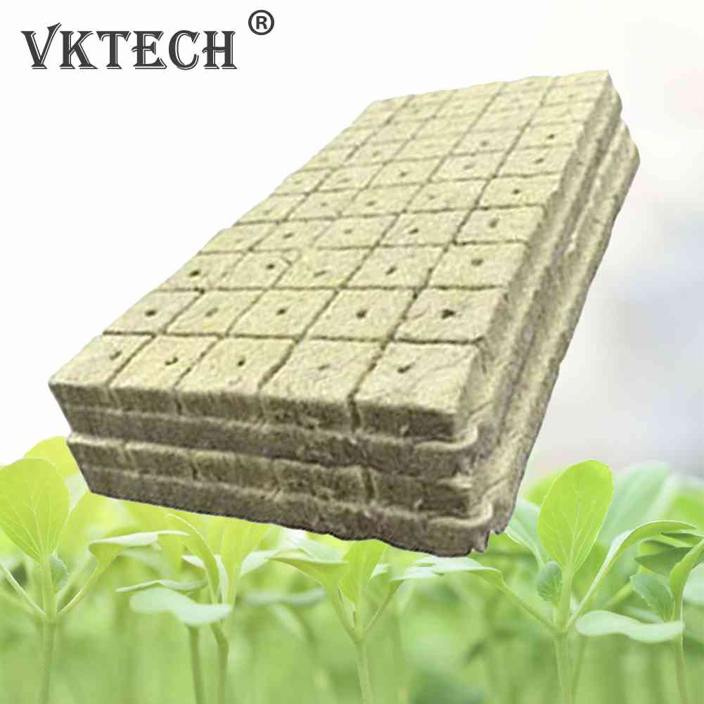 100pcs Stonewool Hydroponic Grow Media Starter Cubes Plant Cubes Soilless Substrate Seeded Rock Wool Plug Seedling Block