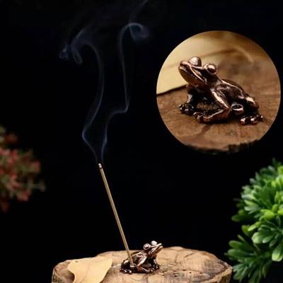 Alloy Frog Incense Burner Holder Flower Statue Censer Plate For Sticks Cone