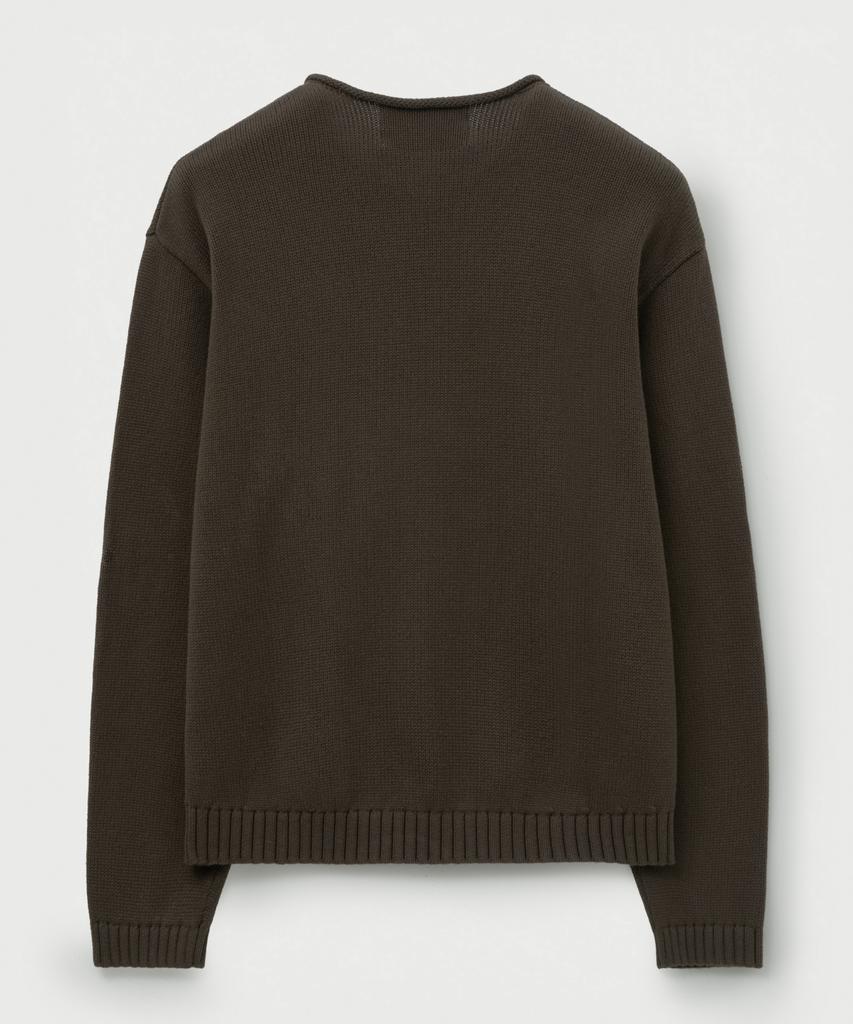 Seteo Rope Logo Embroidered V-Neck Knit Brown