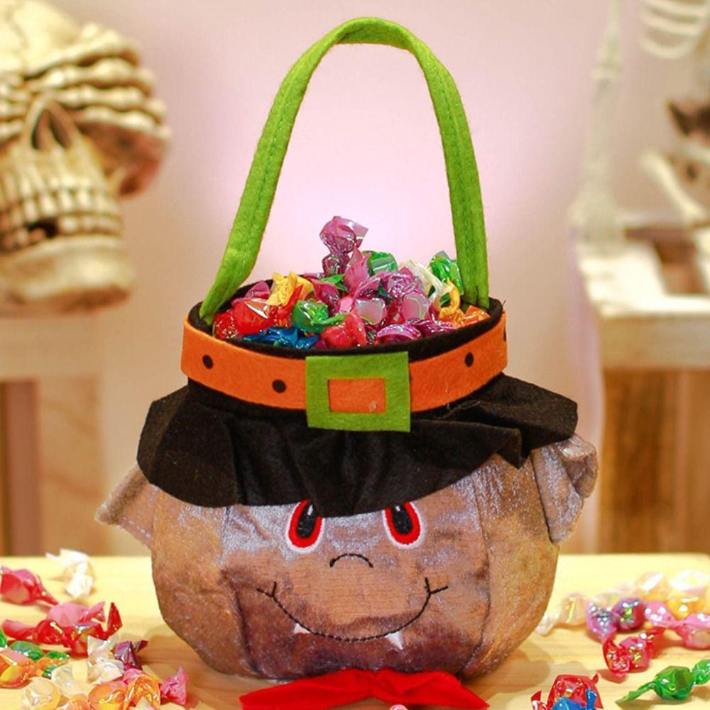 Gifts Pouch Trick or Treat Bag Non-woven Pumpkin Bag Funny Halloween Candy Drawstring Bag  Children