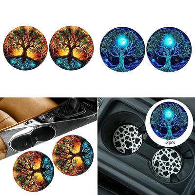 2 Pieces Generic Car Cup Holder Coasters Nonslip Drink Mat for Drinks Portable Directly Install Creative Interior Decoration