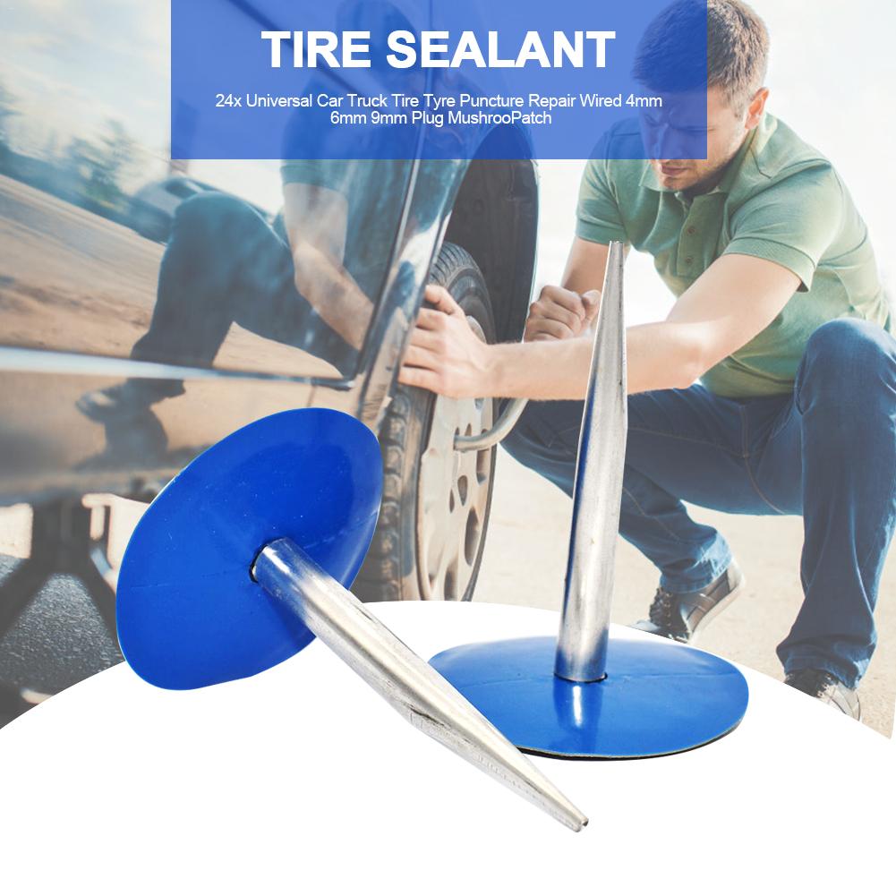 24X CAR VEHICLE Tubeless Tyre Puncture Repair Kit Wired Mushroom Plug Patch 36mm £11.52 - UK