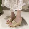 Women's Plus Size Summer Platform Wedge Peep-Toe High Heel Slippers