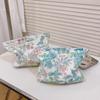 Fresh and Simple Floral Cotton Cloth Small Square Bag Cosmetic Bag Pure Cotton Zipper Liner Bag Clutch Bag