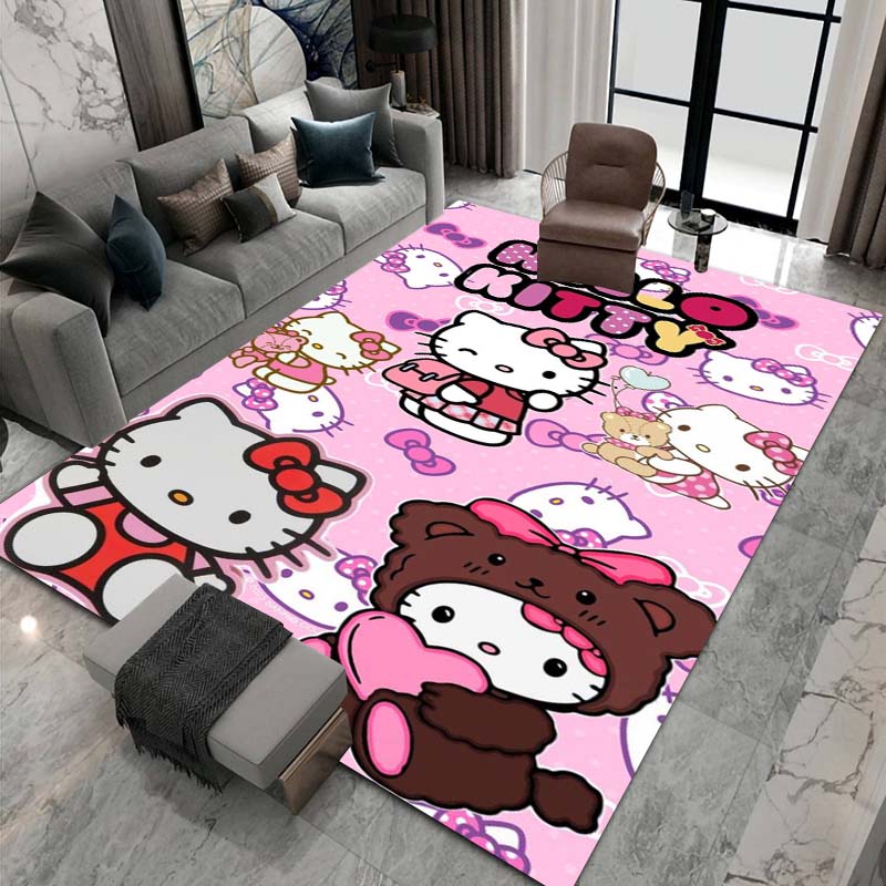 3DHello Kitty Cartoon Character Non-slip Rug for Living Room, Suitable for Bedrooms, Playrooms, Sofas, Home Decor Doormats.6