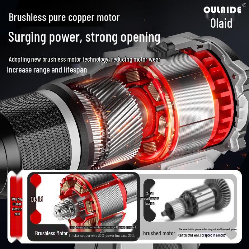 Oulaide 16.8V 'Small Cannon' Brushless Cordless Drill & Screwdriver CN Plug (adapter Included)