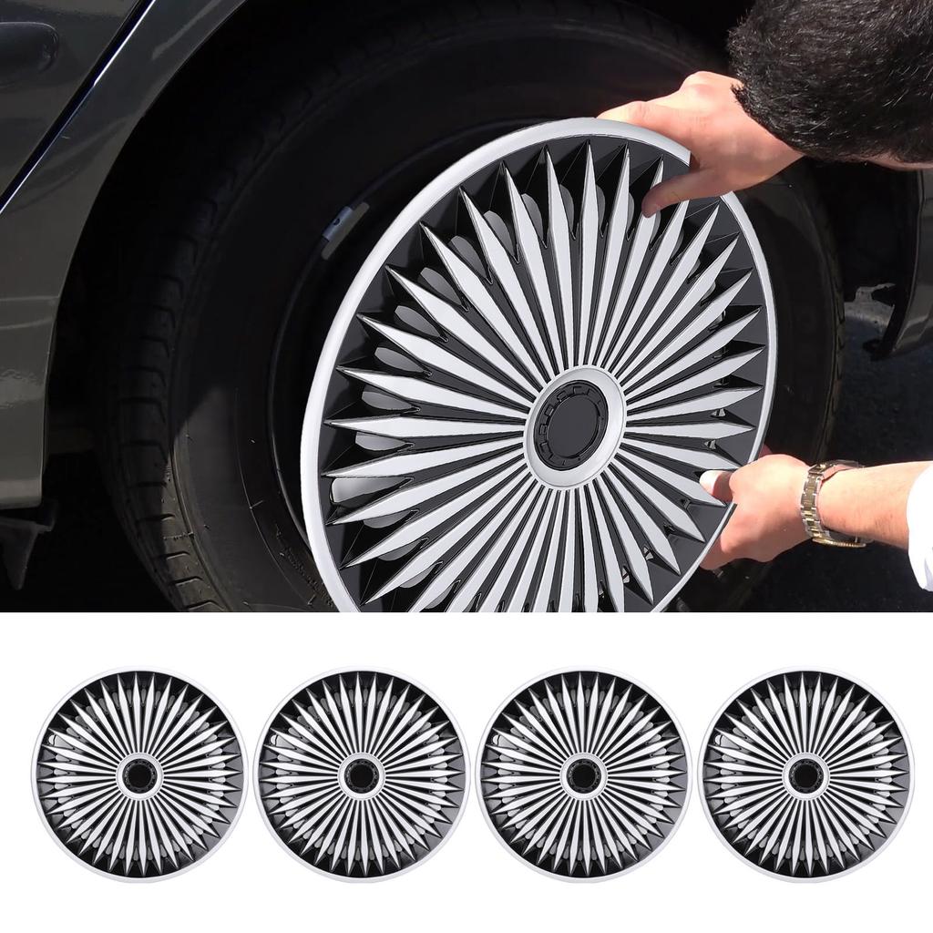 4 Pcs 17in Hub Stylish Look Wear Proof ABS Fit R17 Wheel Cover for Most Cars Truck SUV