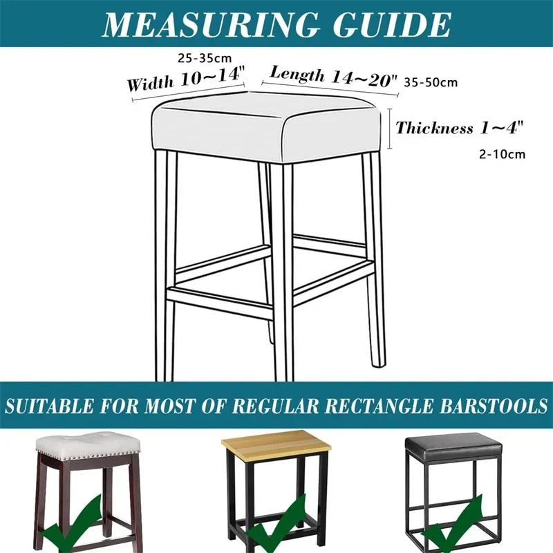 Elastic Stool Covers Solid Color Jacquard Bar Stool Slipcovers Counter Saddle Seat Covers For Living Room Restaurant S Square