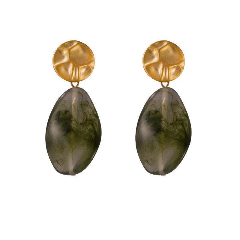 

Новые китайские геометрические серьги из смолы Smudge, серьги, медный материал, персонализированные гвоздики, нишевая мода, серьги Douyin Same