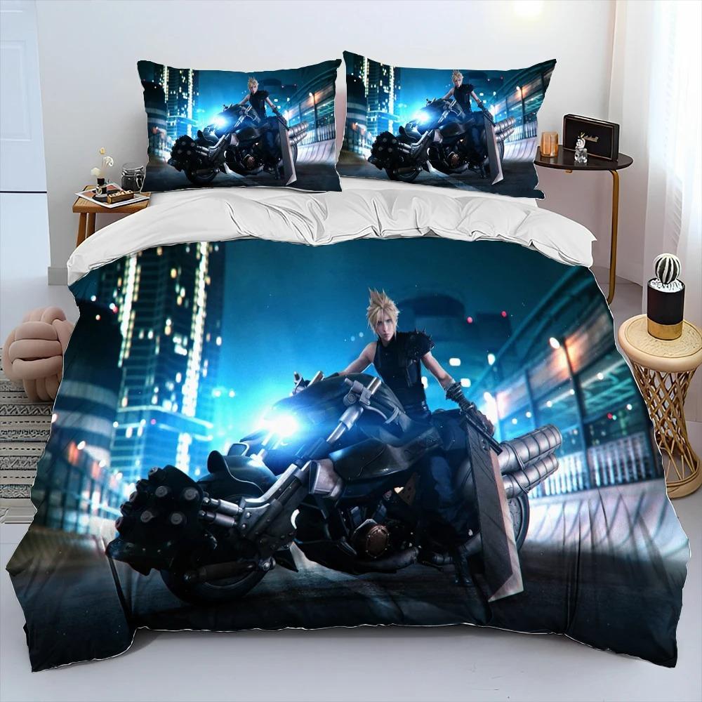 Final Fantasy Series Games Cartoon Comforter Bedding Set,Duvet Cover Bed Set Quilt Cover Pillowcase,king Queen Size Bedding Set Tool