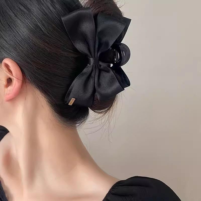 New Large Black Fabric Bow Grab Hair Clips Women's New Korean Style Hairpin Fashion Shark Cawl Clips Girls Hair Accessories
