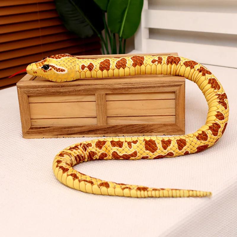 Kidsly Boys Brown Simulated Python Snake Plush Toy Giant Boa Cobra Long Stuffed Snake Plushie Pillow Children Gift Home Decoration