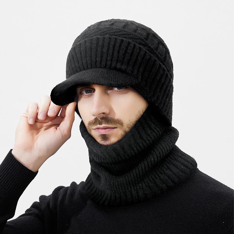 Winter Wool Thick Cashmere Inner Knitted Hat Men's Warm and Cold-Proof Two-Piece Wool Hat