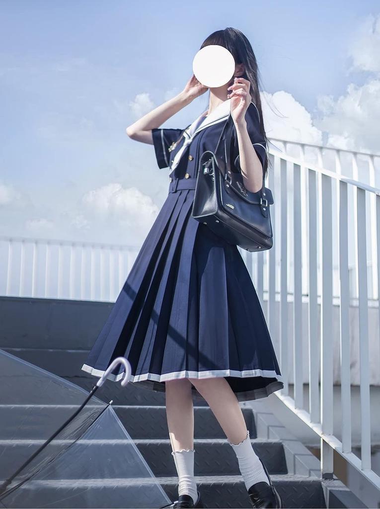 Hosaku Matrosenuniform Kurz High School Mädchen Schule Perfekt für Foto Gedenken und Festivals Co., Ltd. Kleid, Ärmel, Uniform, Stil, 4-teilig