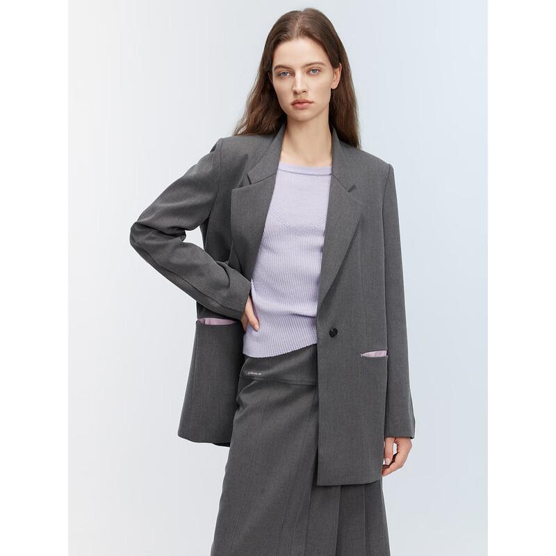 ELLE Women s French Design One-Button Blazer M