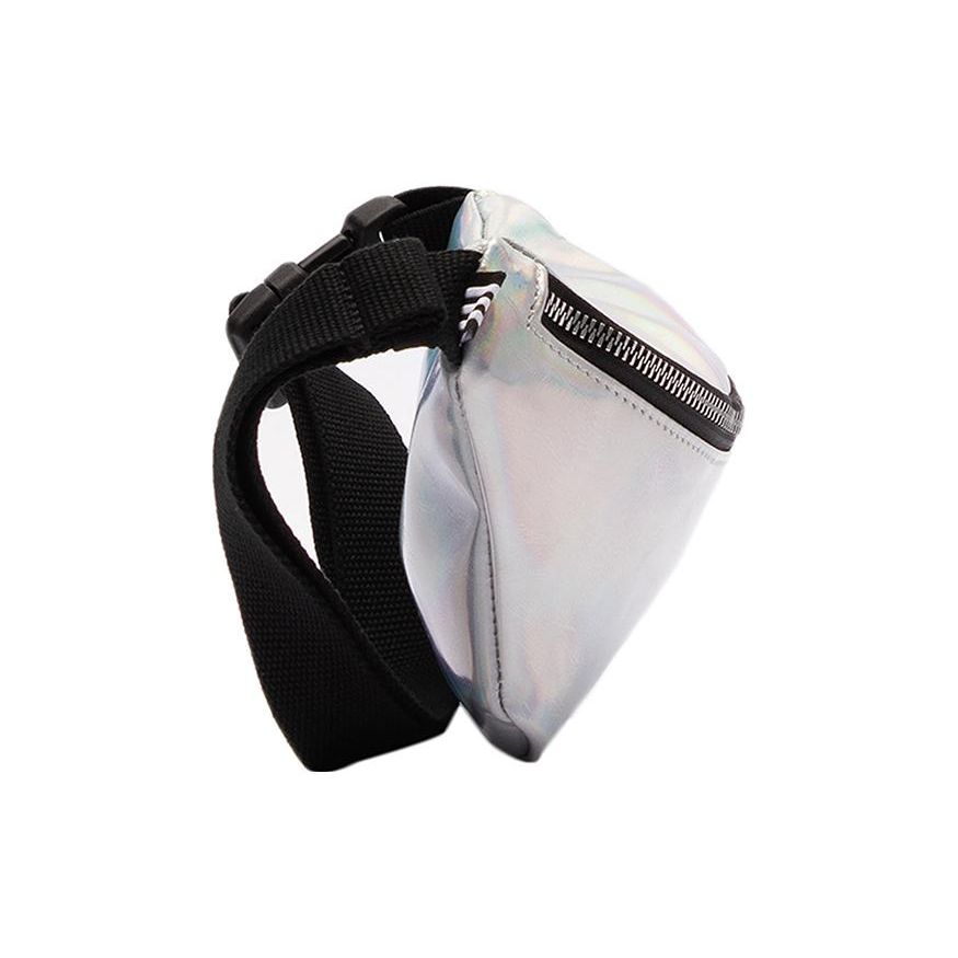 adidas Originals Trefoil Metallic Iridescent Logo Print Polyurethane Crossbody Chest Bag Women Bags Iridescent-White FL9632