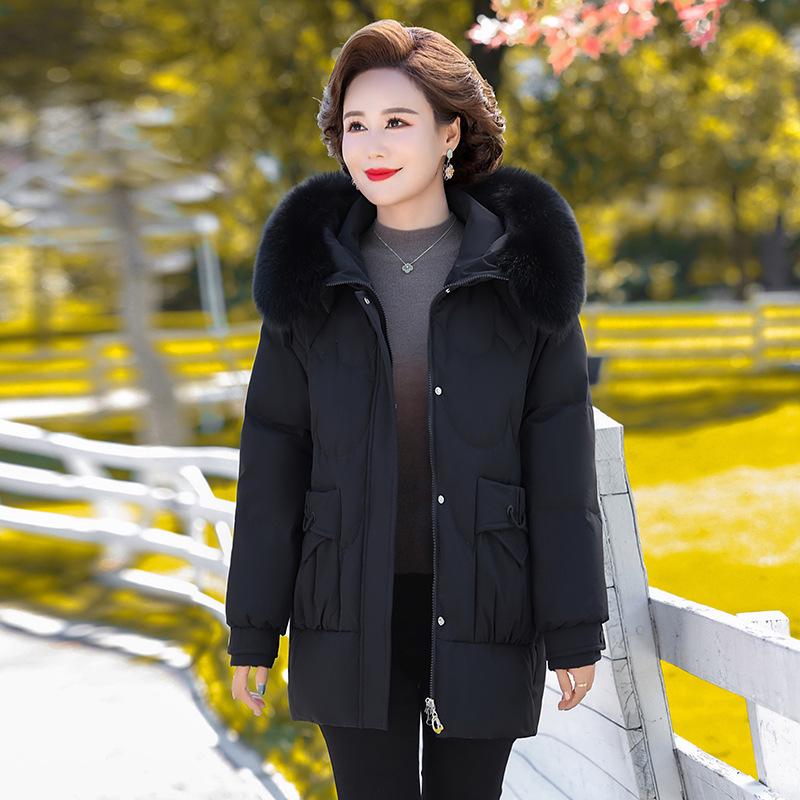 2025 Stilvolle mittellange Daunenjacke für Frauen mittleren Alters - Modisch, Übergröße, Dicke Winter-Oberbekleidung für Mütter und Großmütter