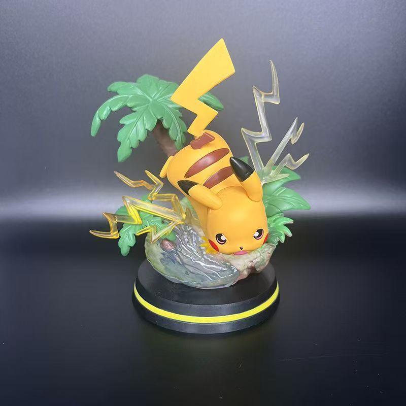 Anime Pokemon Figure Scene Pikachu Doll Action Figure Model PVC Statue Children Toy PVC Collection Desk Decoration Birthday Gift