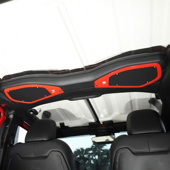 Red Top Roof Speaker Stereo Cover Trim Decal Bezel For Jeep Wrangler JL JT 2024+