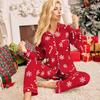 Autumn Women Christmas Pajamas Lounge Set Colorful Stripes Christmas Hat Printed Tops and Pants Loose 2 Piece Loungewear Outfits