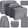Travel Storage Bag Set Six-Piece Set Seven-Piece Eight-Piece Set Folding Toilet Bag Clothes Storage Bag Bundle Travel Bag