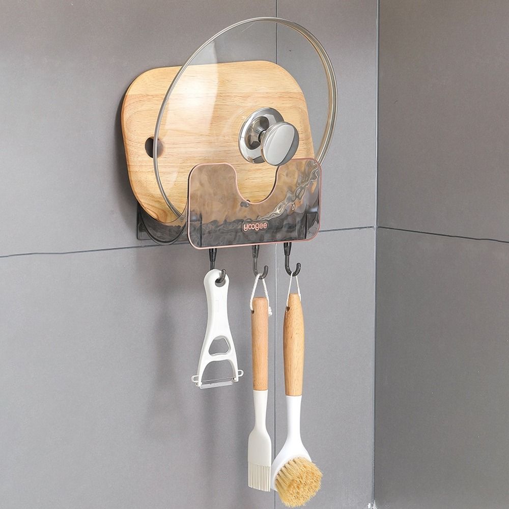 Plastic Wall Mounted Pot Lid Holder No Punching Pan Lid Organizer Spatulas