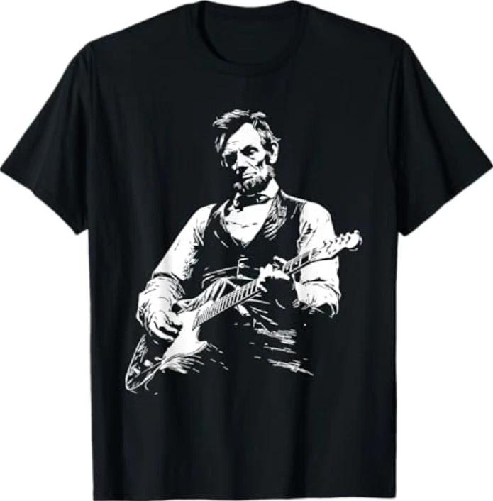 President Abraham Lincoln Playing Guitar Abe Lincoln Design T-Shirt S