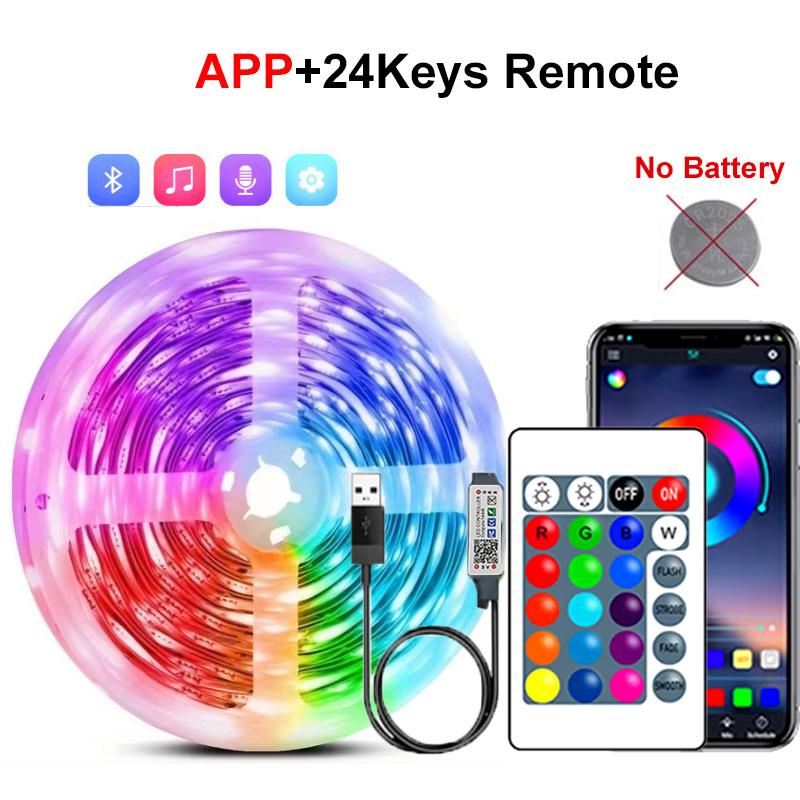 Taśmy LED USB Sterowanie Aplikacją Zmiana Koloru 5050 RGB Światło LED Elastyczna Taśma Lampy do Dekoracji Pokoju Podświetlenie TV Dioda