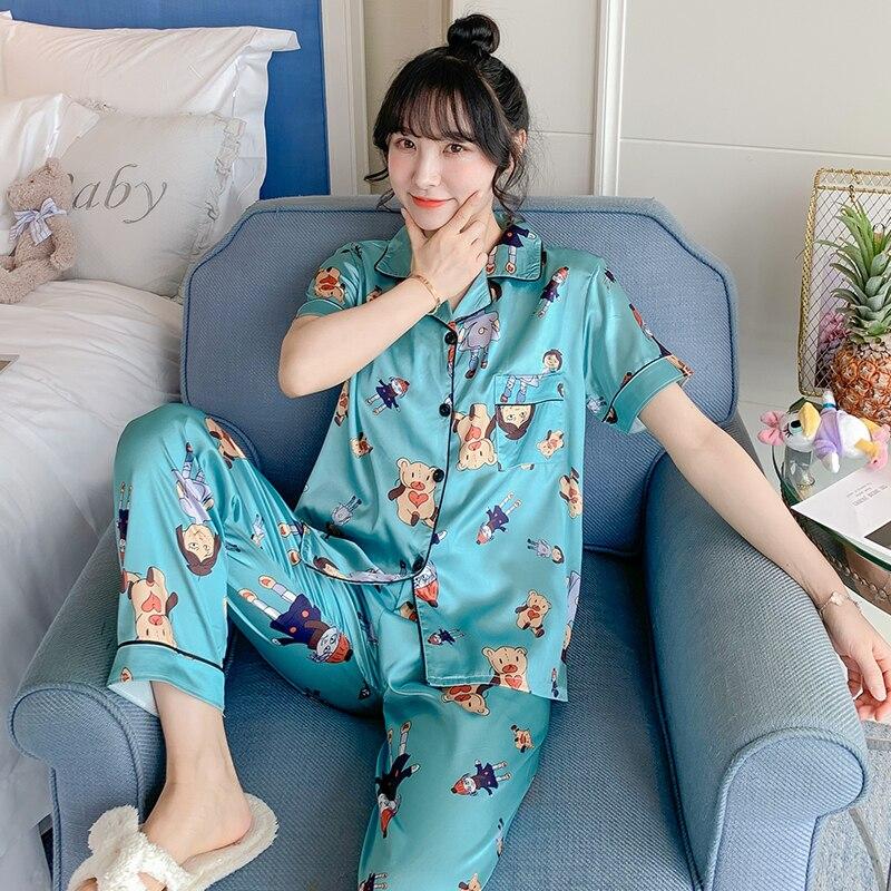 Pigiameria Pigiama in raso di seta da donna Set di pigiami da notte A  maniche corte Home Clothes Set per donne Casalinghe Pigiama Femme acquista  in modo economico — spedizione gratuita, recensioni