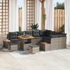 VidaXL 12-Piece Garden Sofa Set with Grey Cushions Poly Rattan Acacia 3364903