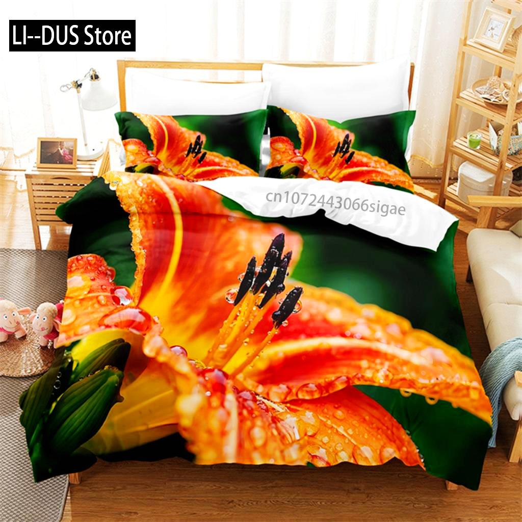 Yellow Flowers Queen Bedding Set Duvet Cover Set Bedding Digital Printing King Size Duvet Cover Set Bedding Set