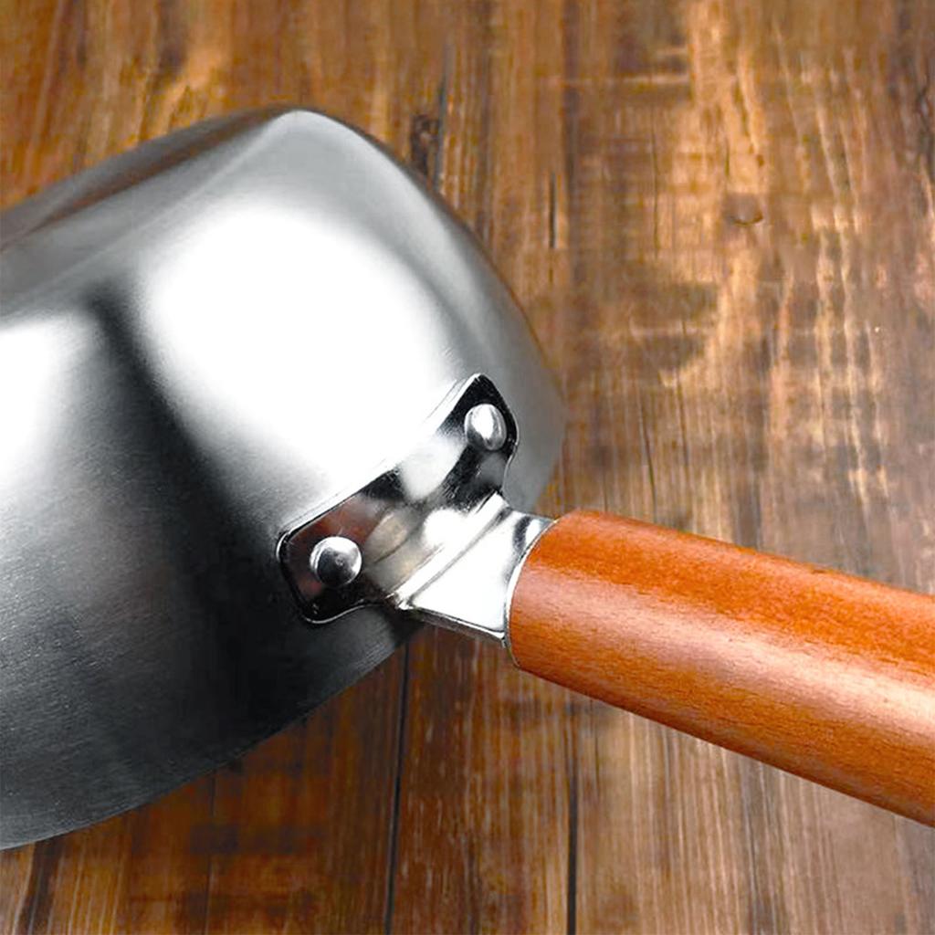 Milk Warmer Pot Stainless Steel Prevent Sticking Wooden Handle Thickened Butter Melting Saucepan