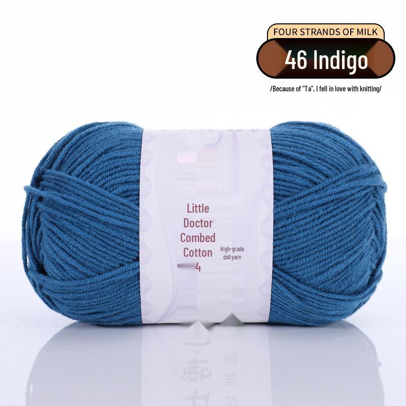 40g 4-Ply Combed Milk Cotton Yarn - Little Doctor, Medium-Thick for DIY Knitting Projects: Dolls, Cushions, Blankets