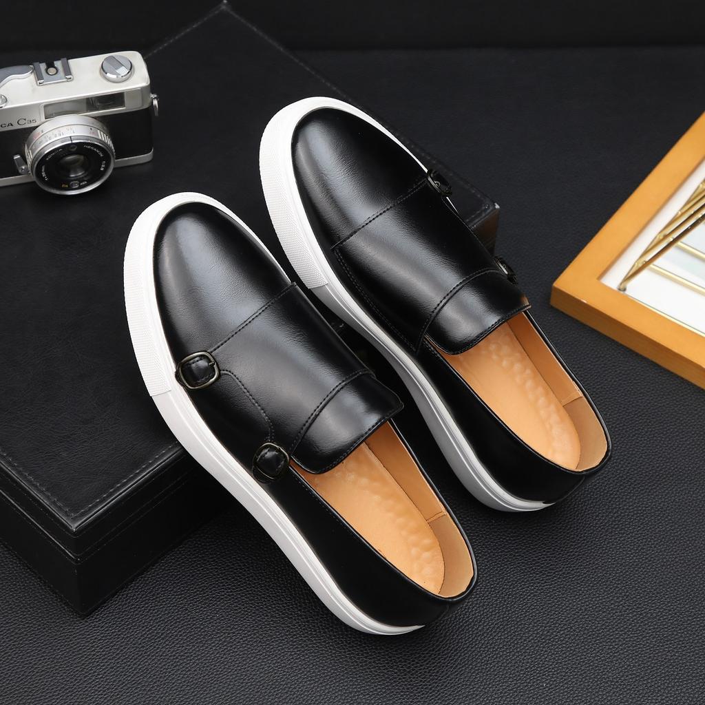 Fashion Fashion Men's Casual Leather Shoes Men Classic British Style Monk Loafers Mens Slip-on Outdoor Flats Driving Shoe