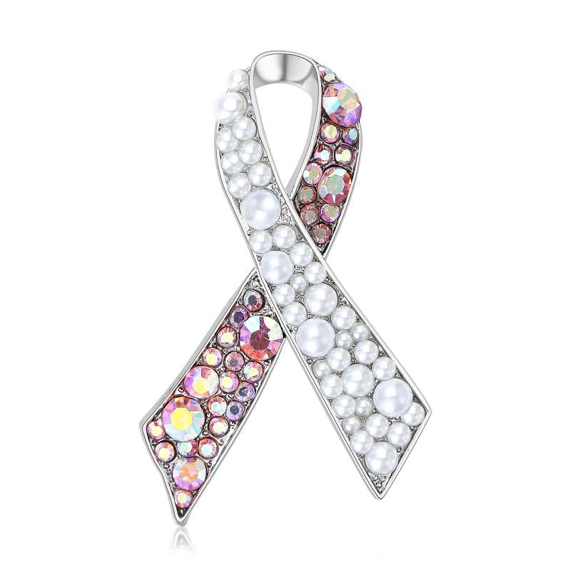 

Rhinestone Awareness Ribbon Brooches For Women Lapel Pin Dress Party Jewelry Gifts Accessories A2