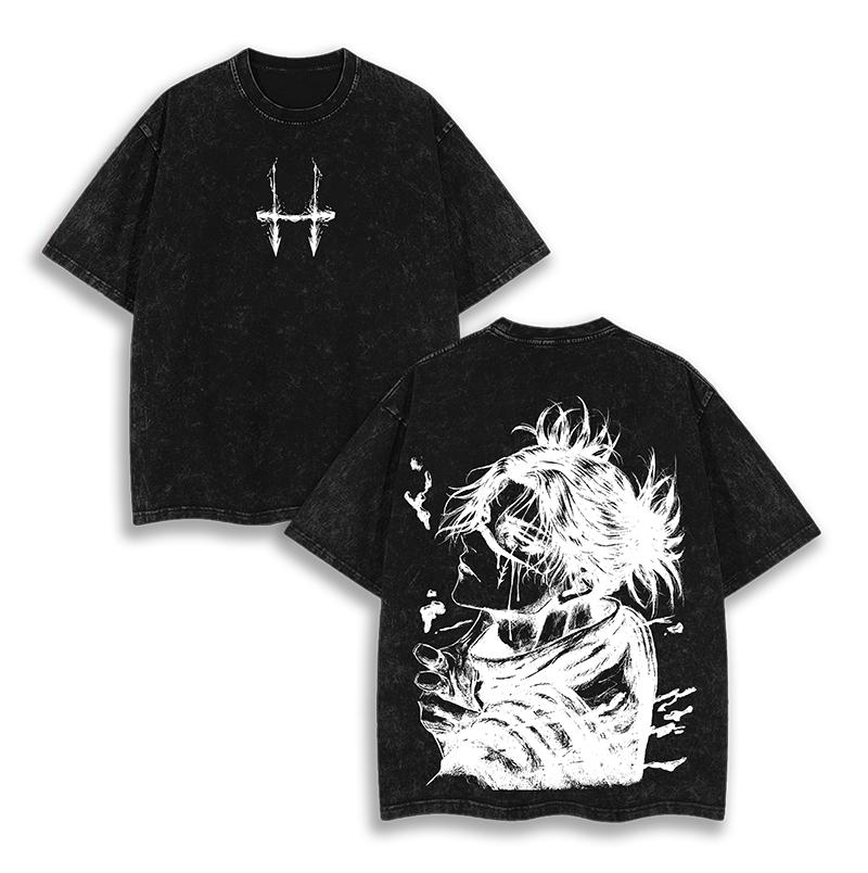 Japanese Anime Jujutsu Kaisen Print T-shirt Men Women Oversized Washed Streetwear Cotton High Quality Street Harajuku Clothing